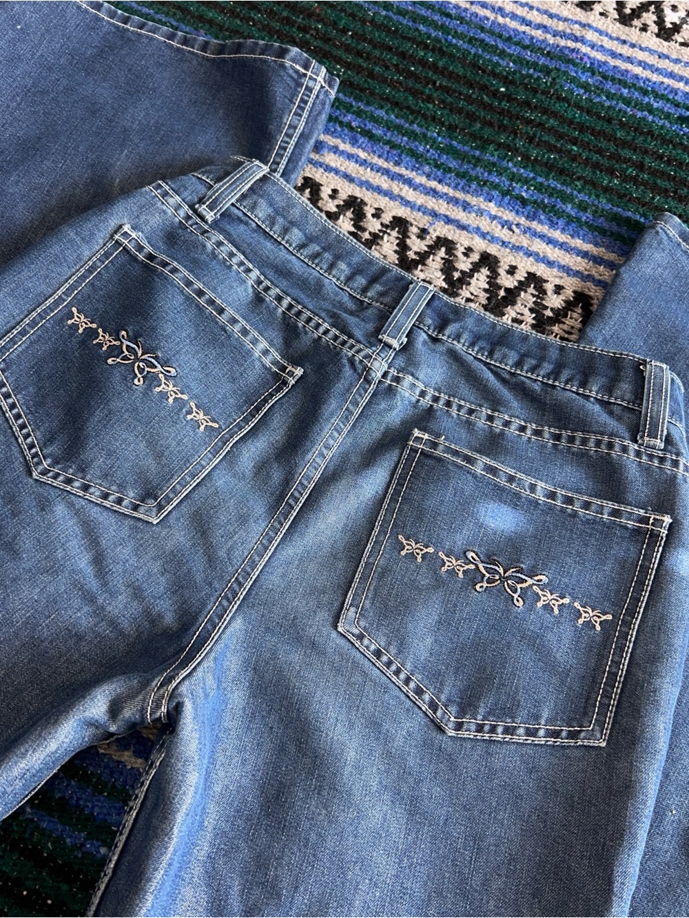 Vintage Y2K Venus Girl Trap Embroidered Butterfly Flare Jeans Mid Rise Size 7